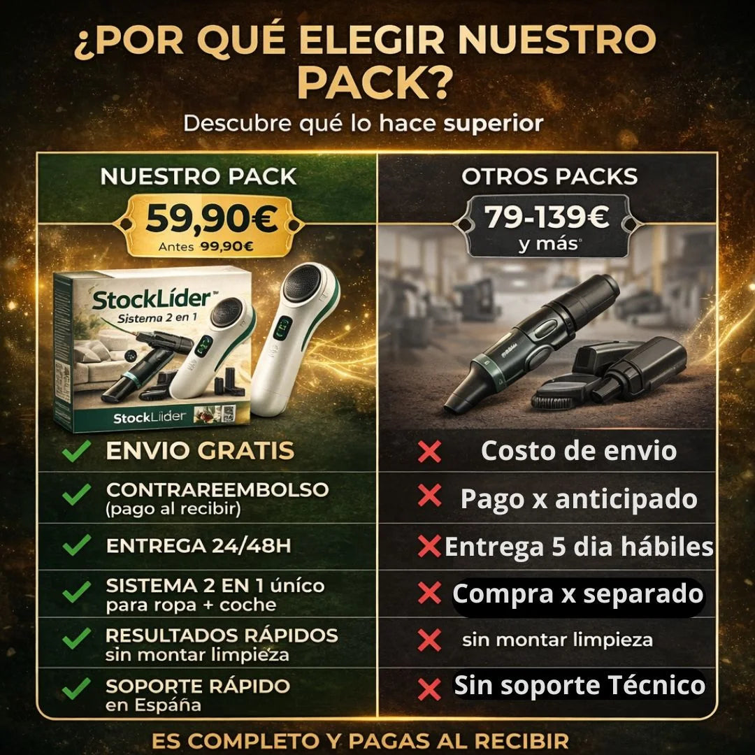 Pack 2 en 1 Stock Líder™ Ropa sin pelusas · Sofá impecable · Coche limpio