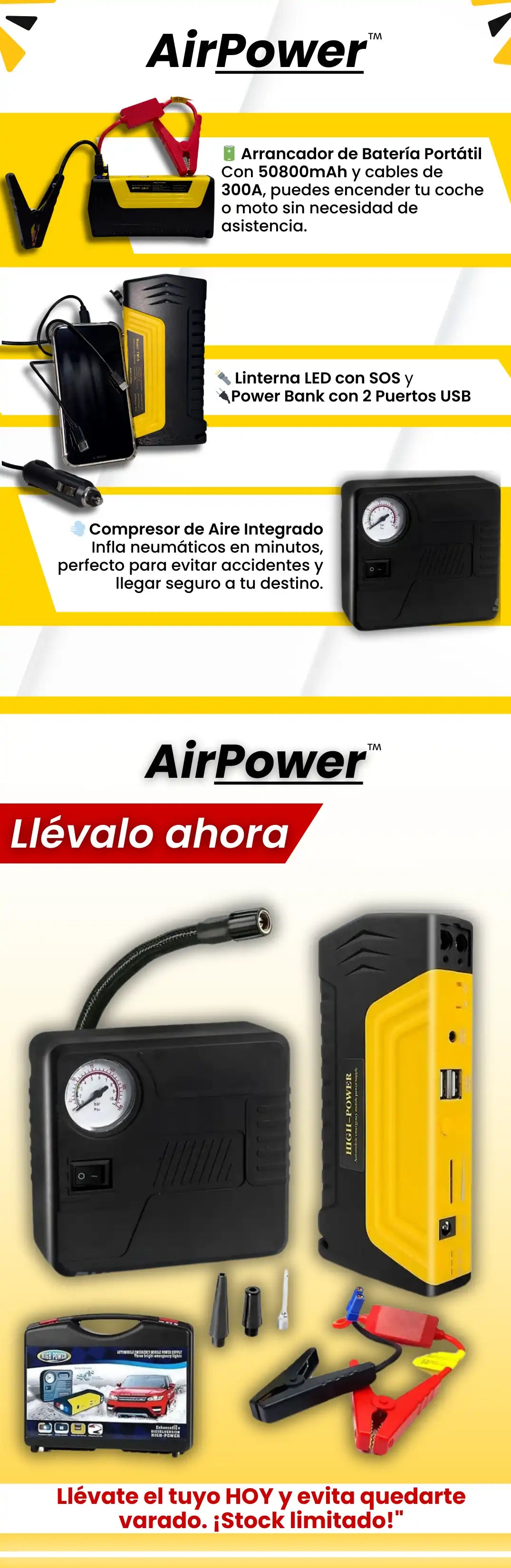 Kit 2 en 1 para emergencias en la carretera!