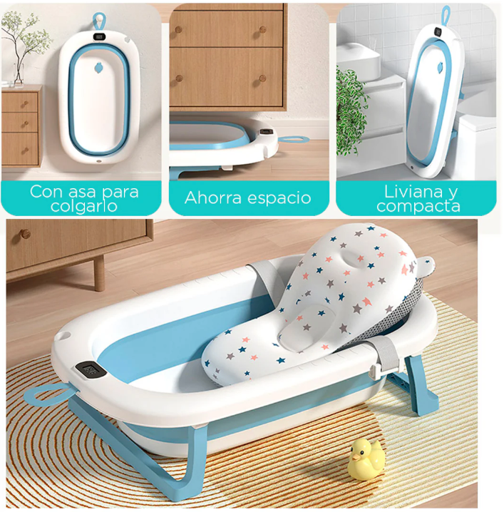 BAÑERA PLEGABLE, TERMOMETRO, ALMOHADILLA